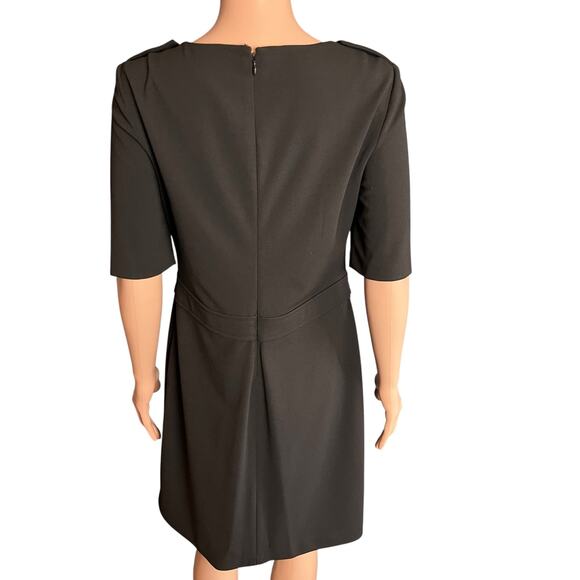 Calvin Klein Black Career Knit Dress Sz 8 Gold Hardware Business Academia Date - Picture 3 of 6